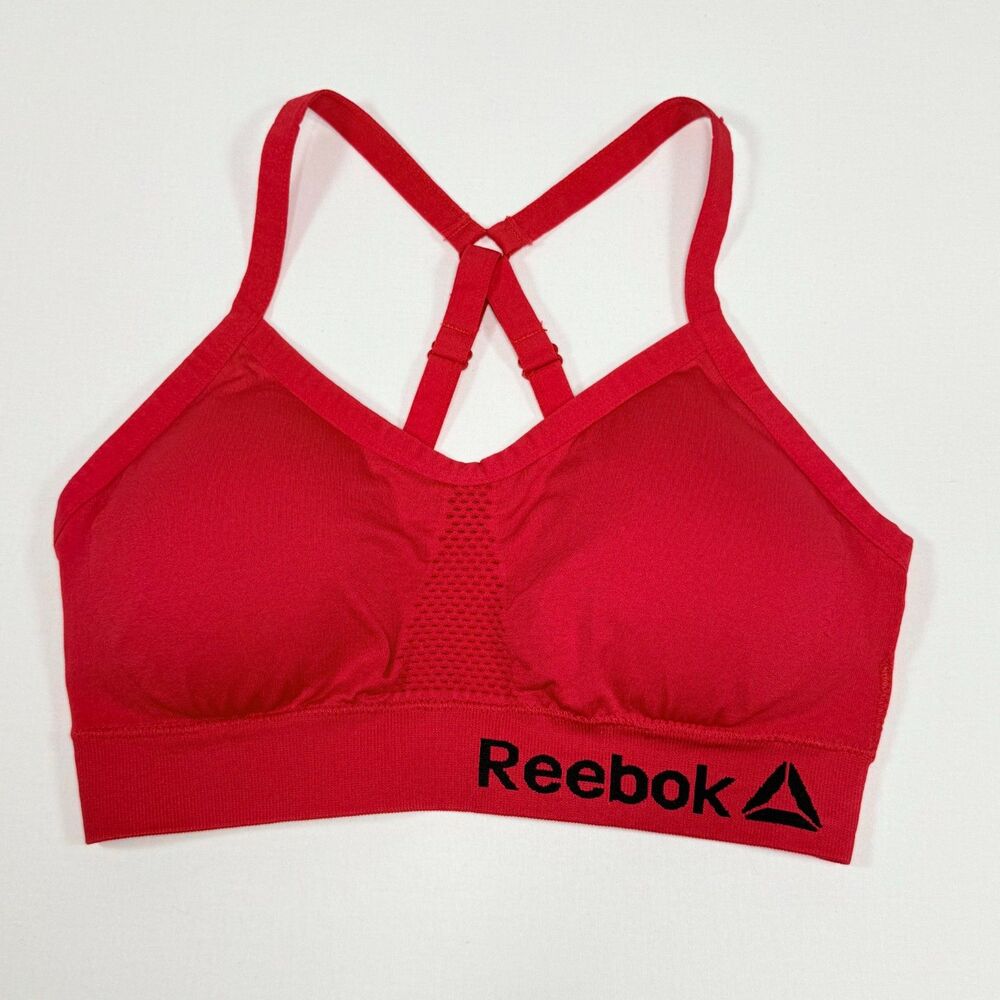 Strappy Back Reebok Red Seamless Nylon Sports Bra Size L‎ Large